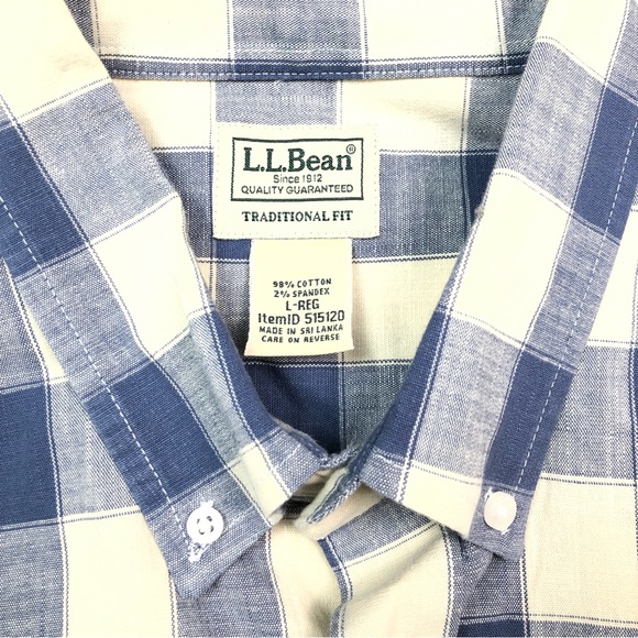 LL Bean Heavyweight Cotton Long Sleeve Plaid Button Down Shirt Men’s Size L - Picture 3 of 5